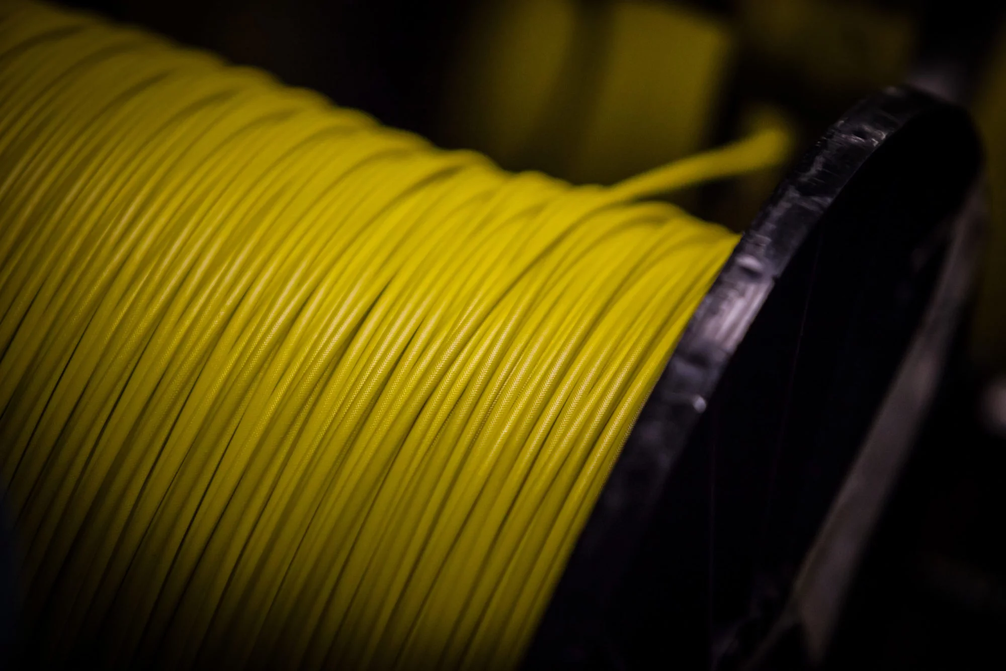 Close-Up of Yellow Coated Sleeving Spool