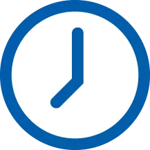 Blue clock icon.