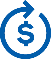 Blue revenue icon.